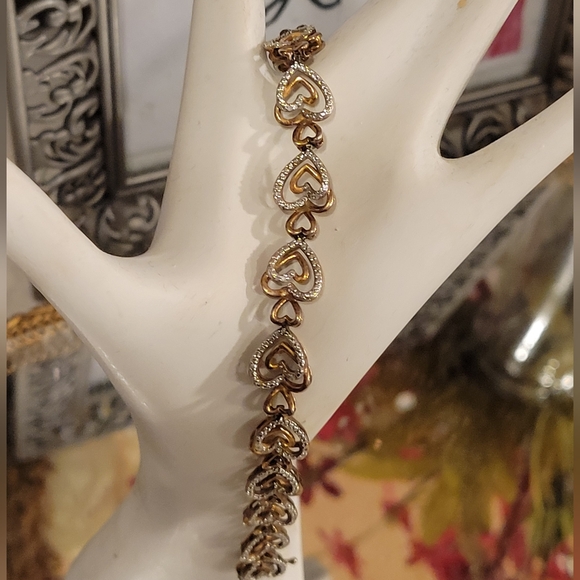 SUN ROSE GOLD-PLATED STERLING SILVER 7.50 INCH BRACELET DIAMOND X40 13.1G - Picture 1 of 14